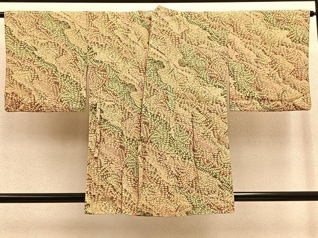 平和屋着物∞道中着 道長葉尽くし文 正絹 逸品 BAAU0043gt