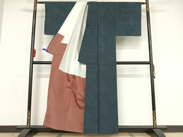 平和屋着物●上質な紬 花繋ぎ 正絹 逸品 未使用 AAAW4275np