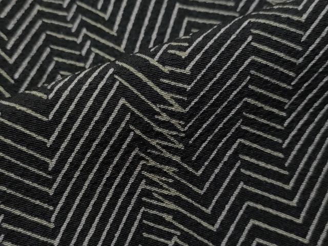 平和屋着物∞道行コート よろけ縞 黒地 正絹 逸品 CAAT5832id