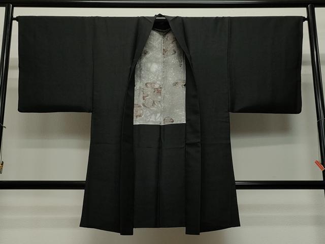 平和屋着物∞男性 長羽織 黒紋付き 正絹 逸品 CAAT5849id