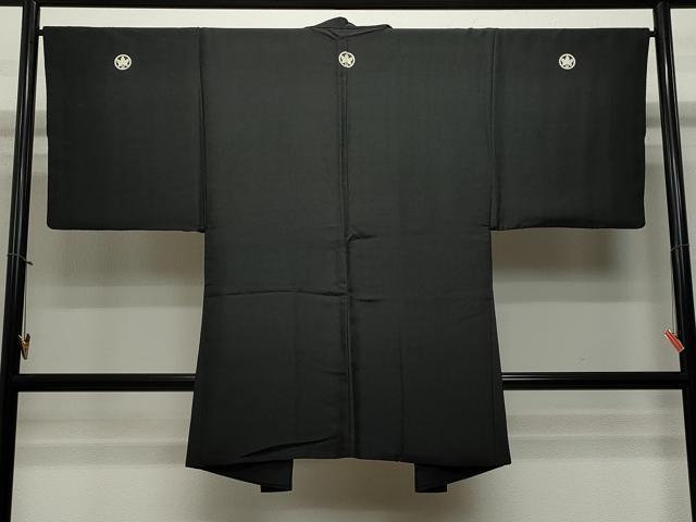 平和屋着物∞男性 長羽織 黒紋付き 正絹 逸品 CAAT5849id