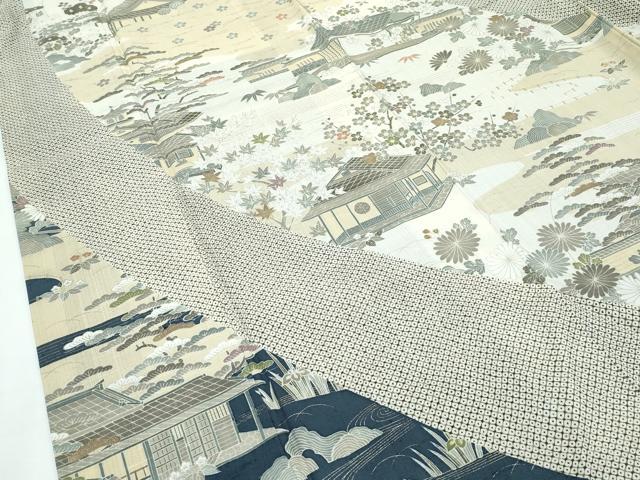 平和屋本店■極上 染織の名門 しょうざん 生紬 訪問着 風景文 金彩 逸品 CZAA2890s5