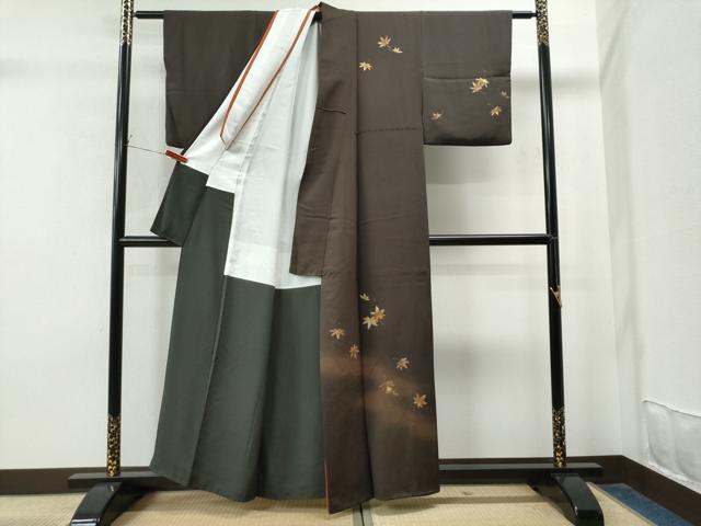 平和屋着物●訪問着 刺繍 楓 暈し染め 金銀彩 正絹 逸品 CAAU1912yc