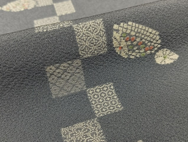 平和屋着物●上質な小紋 変わり市松花文 正絹 逸品 AAAW9251zg
