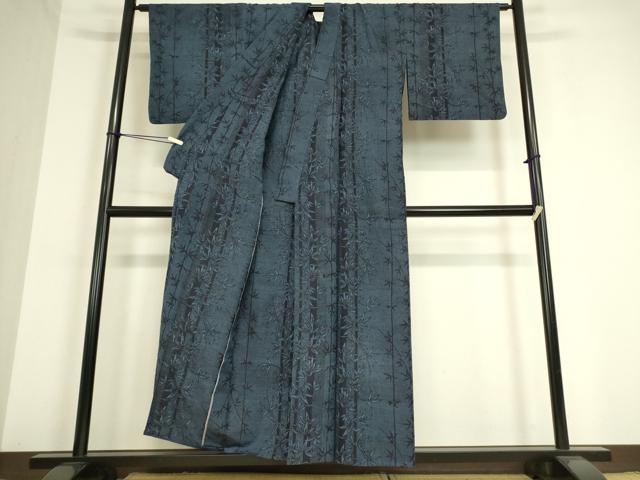 平和屋着物▽結城紬 単衣 笹竹文 正絹 逸品 DAAT9511az