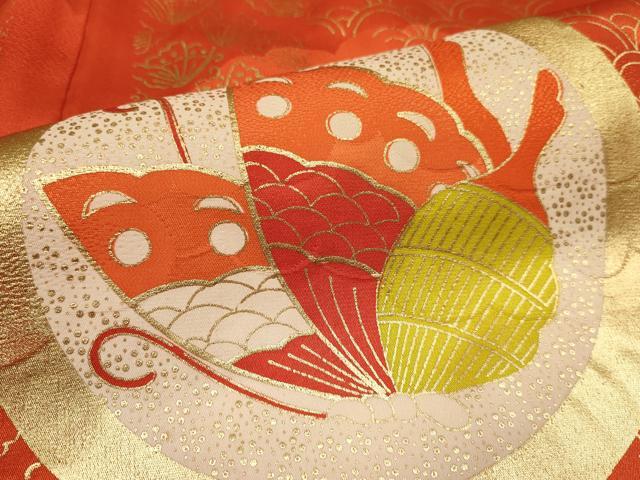 平和屋着物∵女の子 十三参り 子供 祝着・袋帯セット 駒刺繍 舞蝶丸文 金彩 逸品 DAAS9087ma