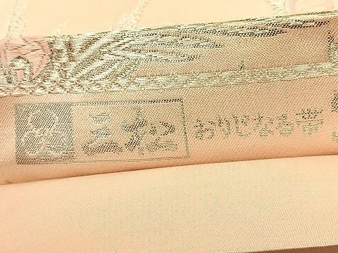 平和屋着物◎六通柄袋帯 唐織 源氏物語 孔雀羽文 銀糸 正絹 逸品 BAAU2416yc