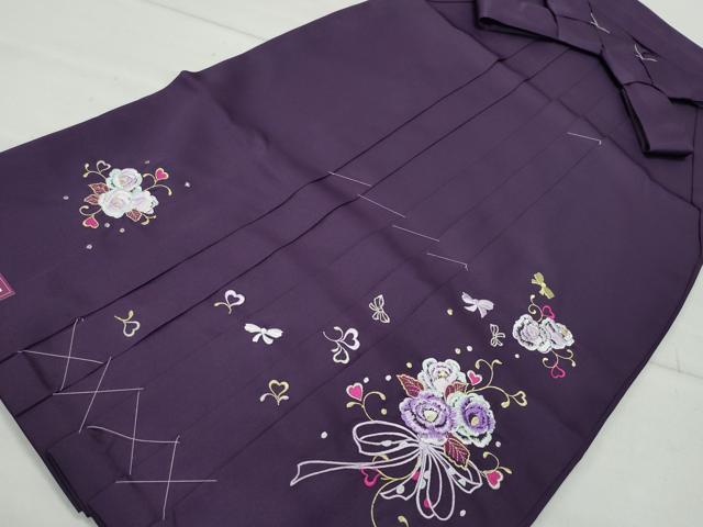 平和屋着物●女性 行灯袴 総刺繍 花唐草文 桑の実色 卒業式 洗える着物 未使用 CAAU9840vf