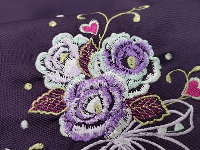 平和屋着物●女性 行灯袴 総刺繍 花唐草文 桑の実色 卒業式 洗える着物 未使用 CAAU9840vf