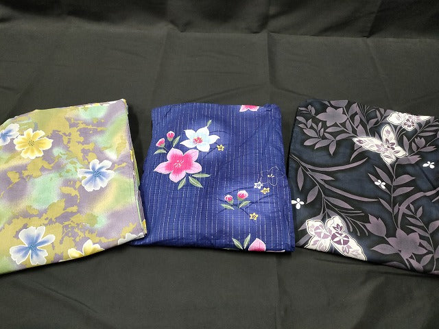 平和屋本店■浴衣 まとめて 3点 蝶 花柄 しじら織 など 着用可能多数 ppp2259 km