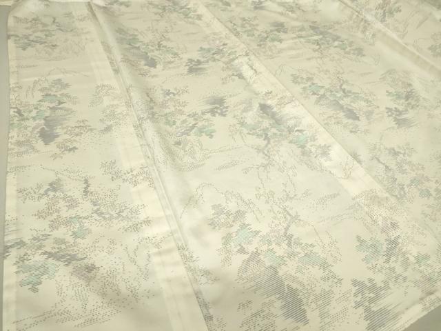 平和屋着物▽本場大島紬 白大島 単衣 霞樹林文 ゑり善扱い 正絹 逸品 未使用 DAAT9633az