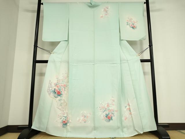 平和屋着物▽訪問着 単衣 友禅 花籠文 暈し染め 正絹 逸品 未使用 DAAT9680az