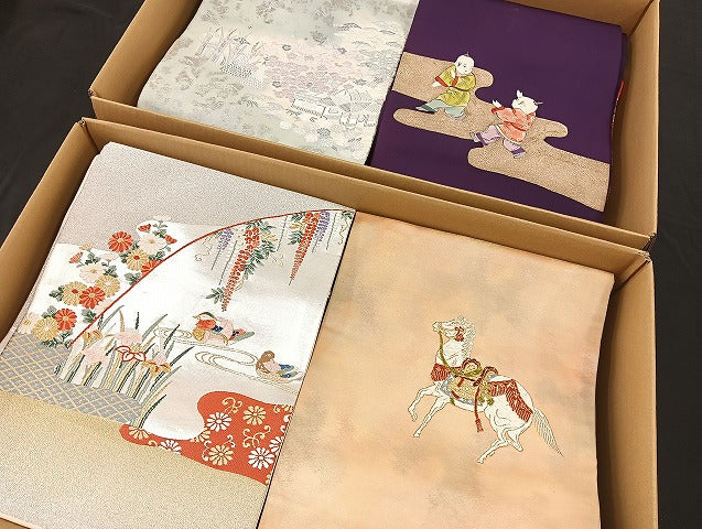 平和屋着物■名古屋帯 まとめて100点 鴛鴦 馬 人物 風景 松竹梅 花柄 金彩 金銀糸 など 着用可能多数 未使用品あり 全て正絹 mmm843