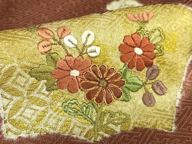 平和屋着物●訪問着 駒刺繍 絞り 花冊子文 金彩 正絹 逸品 AAAX0683zg