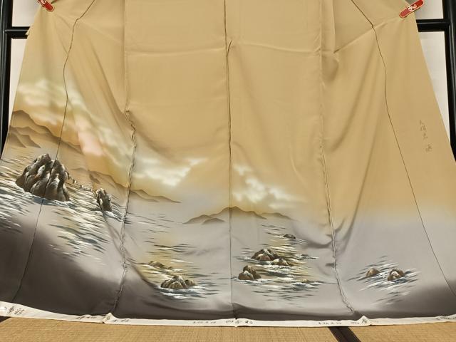 平和屋着物●色留訪問着 作家物 素描友禅 四季彩 夫婦岩 暈し染め 上代27万円 仮絵羽 正絹 逸品 未使用 AAAX0686zg