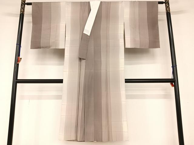 平和屋着物●長襦袢 無双仕立て 変わり縞 暈し染め 正絹 逸品 未使用 AAAX0687zg
