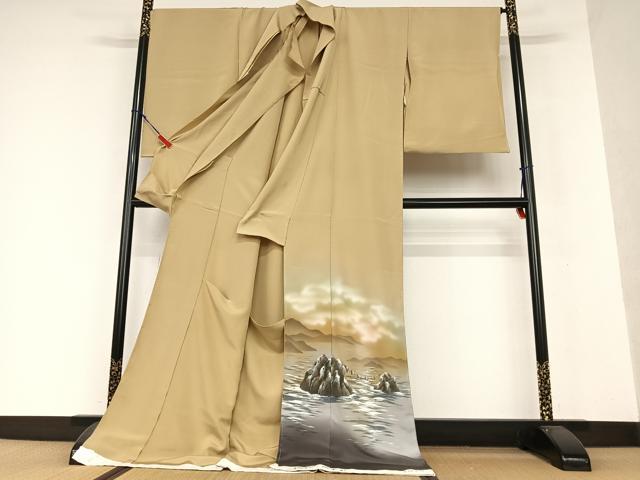 平和屋着物●色留訪問着 作家物 素描友禅 四季彩 夫婦岩 暈し染め 上代27万円 仮絵羽 正絹 逸品 未使用 AAAX0686zg