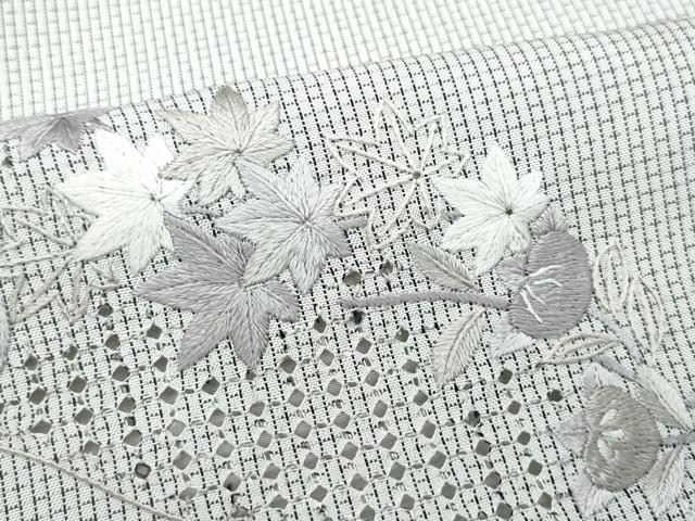 平和屋着物●中国三大刺繍 スワトウ刺繍 総刺繍 訪問着 本場大島紬地 白大島 草花文 正絹 逸品 CAAU9917vf