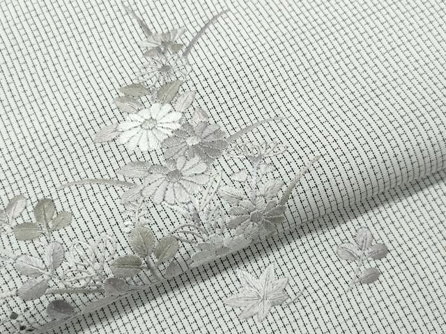 平和屋着物●中国三大刺繍 スワトウ刺繍 総刺繍 訪問着 本場大島紬地 白大島 草花文 正絹 逸品 CAAU9917vf