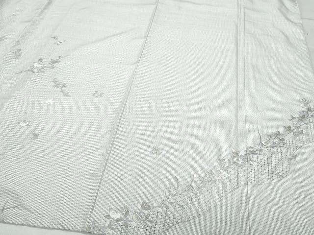 平和屋着物●中国三大刺繍 スワトウ刺繍 総刺繍 訪問着 本場大島紬地 白大島 草花文 正絹 逸品 CAAU9917vf