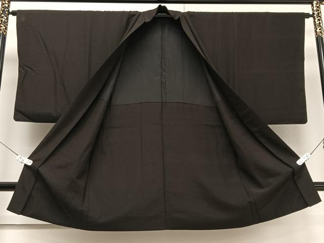 平和屋着物∞男性 長羽織 紬地 暗黒色 正絹 逸品 CAAV5654id