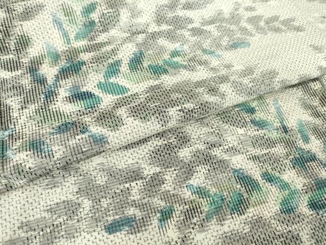 平和屋着物▽上質な紬 単衣 草葉文 正絹 逸品 DAAT9727az
