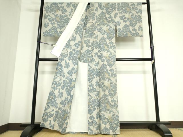 平和屋着物▽上質な紬 単衣 風景樹林文 正絹 逸品 DAAT9748az