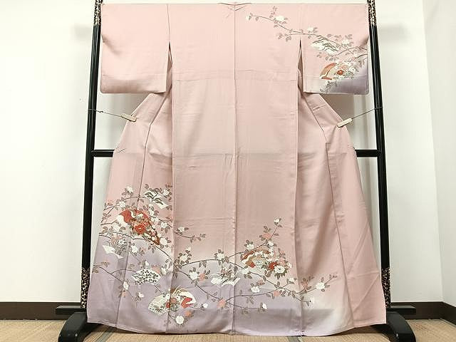 平和屋着物▽訪問着 単衣 地紙花文 暈し染め 金彩 正絹 逸品 CAAU3784xi