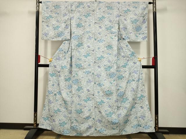 平和屋着物▽小紋 単衣 紫陽花 洗える着物 AAAY0451sx