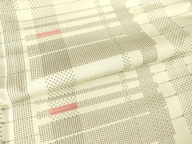 平和屋着物▽上質な紬 単衣 変わり格子 正絹 逸品 DAAT9836az