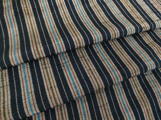 平和屋着物▽上質な紬 単衣 縞 正絹 逸品 DAAT9869az