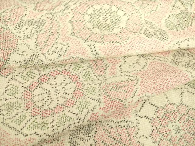 平和屋着物▽本塩沢 単衣 草花文 正絹 逸品 DAAT9878az