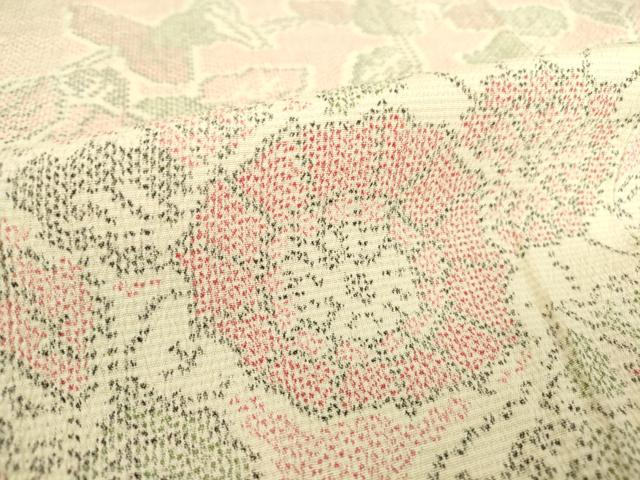 平和屋着物▽本塩沢 単衣 草花文 正絹 逸品 DAAT9878az