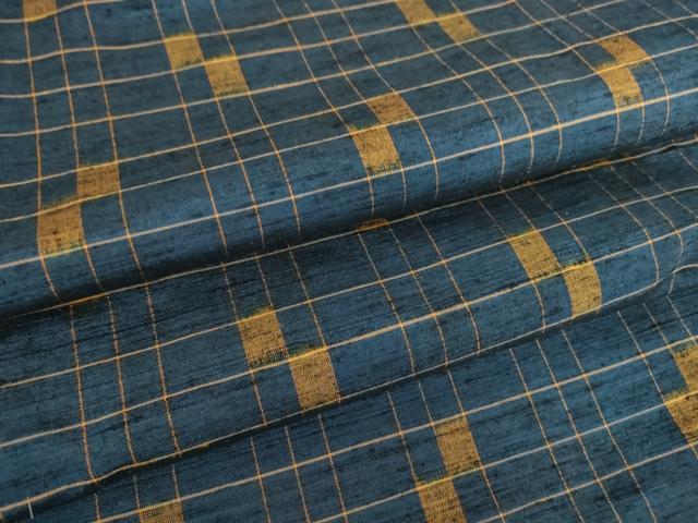 平和屋着物▽上質な紬 単衣 変わり格子 正絹 逸品 DAAT9891az