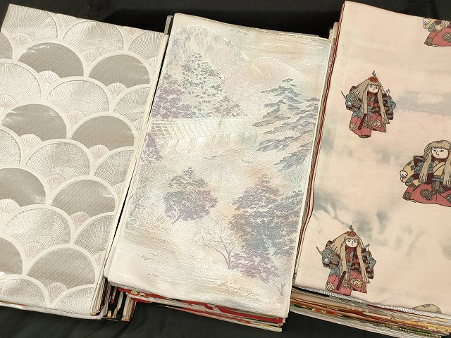 平和屋本店■袋帯 西陣 まとめて100点 鶴 人物 風景 更紗 花柄 七宝 金銀糸 など 着用可能多数 未使用品あり 全て正絹 se3434