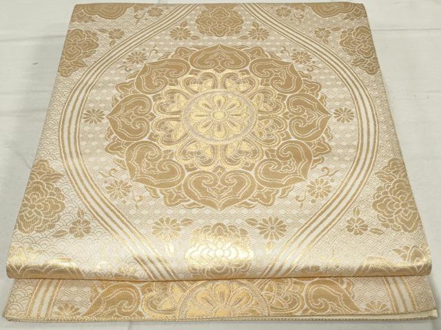 平和屋着物◎六通柄袋帯 蜀江花文 金糸 正絹 逸品 DAAV0958qa