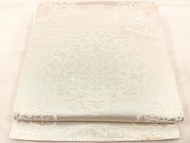 平和屋着物◎六通柄袋帯 正倉院 銀糸 正絹 逸品 BAAU0687mz