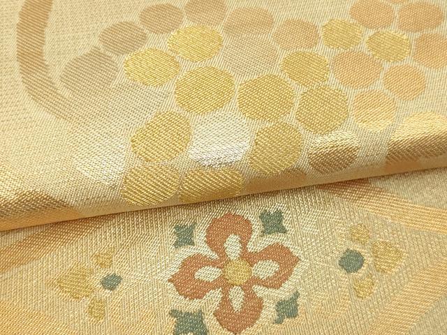 平和屋着物▼六通柄袋帯 吉織 葡萄唐草文 金糸 正絹 逸品 DAAU6288sf