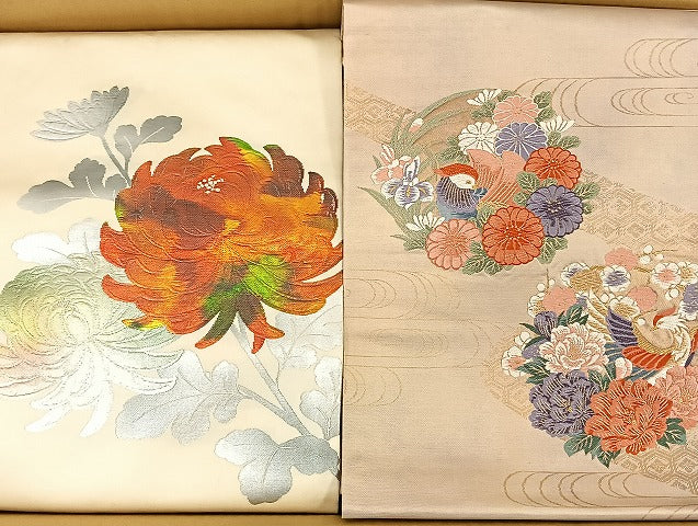 平和屋着物■名古屋帯 まとめて100点 向かい鳳凰 鴛鴦 菊 花柄 作家物 手描き 金銀糸 など 着用可能多数 未使用品あり 全て正絹 mmm909