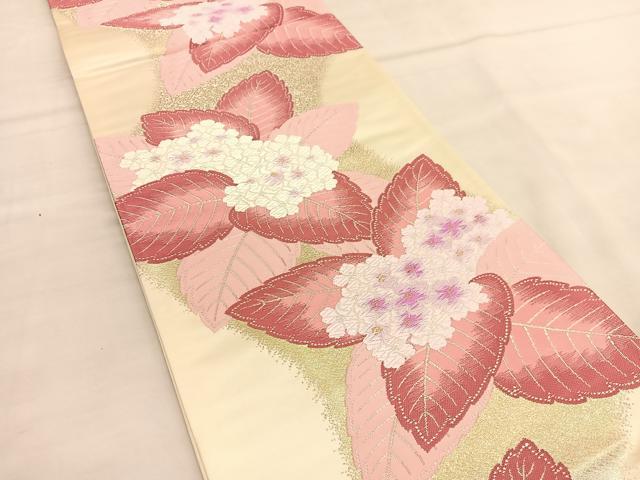平和屋着物◎六通柄袋帯 唐織 紫陽花 金銀糸 正絹 逸品 BAAU1413hv