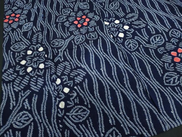 平和屋着物∴夏物 浴衣 有松鳴海絞り 草花文 綿 逸品 DAAV4147ud