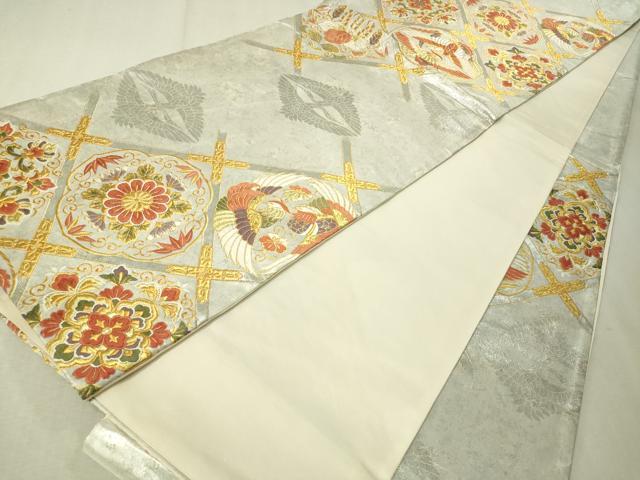 平和屋着物▼六通柄袋帯 唐織 正倉院天井華文 金銀糸 正絹 逸品 CAAV8451vp