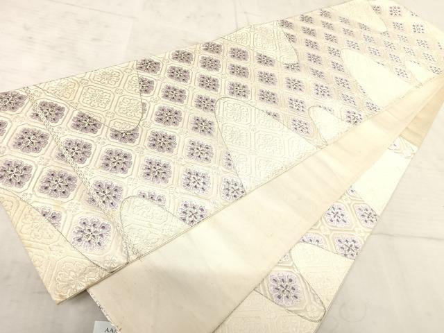 平和屋着物◎六通柄袋帯 唐織 蜀江花文 銀糸 正絹 逸品 AAAY2106yx