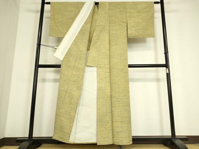 平和屋着物▽上質な紬 単衣 花織 霞文 正絹 逸品 DAAV5027az