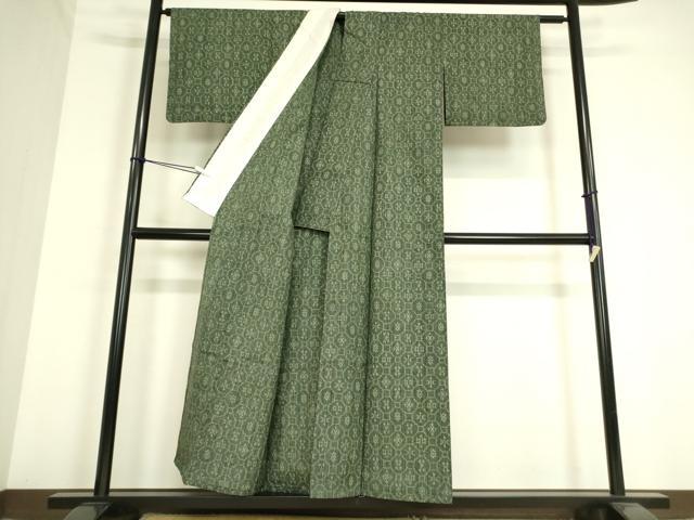平和屋着物▽上質な紬 単衣 蜀江花文 正絹 逸品 DAAV5028az