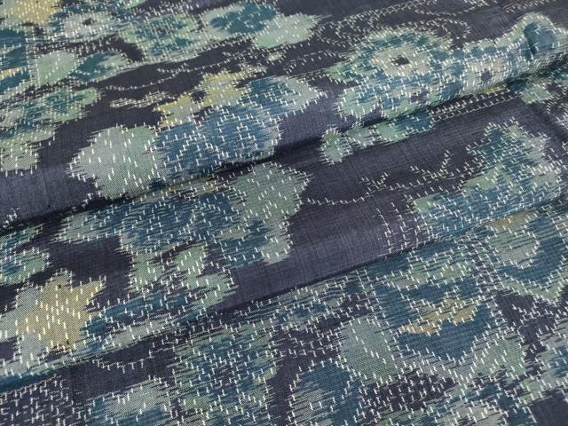 平和屋着物▽上質な紬 単衣 亀甲花文 正絹 逸品 DAAV5048az