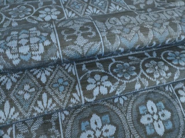平和屋着物▽上質な紬 単衣 幾何学花文 正絹 逸品 未使用 DAAV5039az