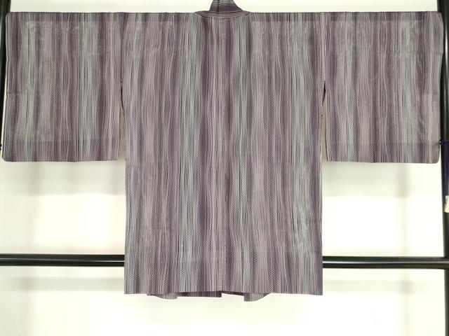 平和屋着物▽道中着 スリーシーズン 春夏秋 塵除け 縞 正絹 逸品 DAAV5063az