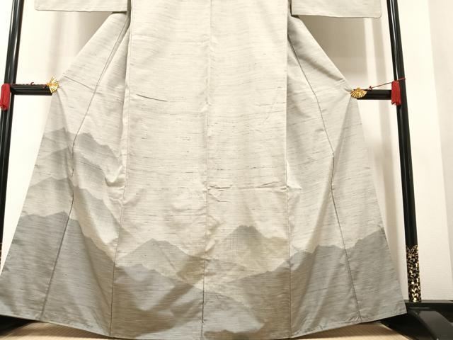 平和屋着物●訪問着 紬地 重ね山文 正絹 逸品 AAAY6284ph