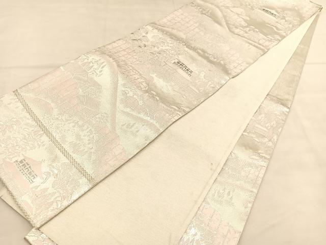 平和屋着物◎六通柄袋帯 京名所風景文 銀糸 正絹 逸品 BAAU1896hv